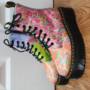 Dr. Martens Floral Multi-Color Platform Combat Boots